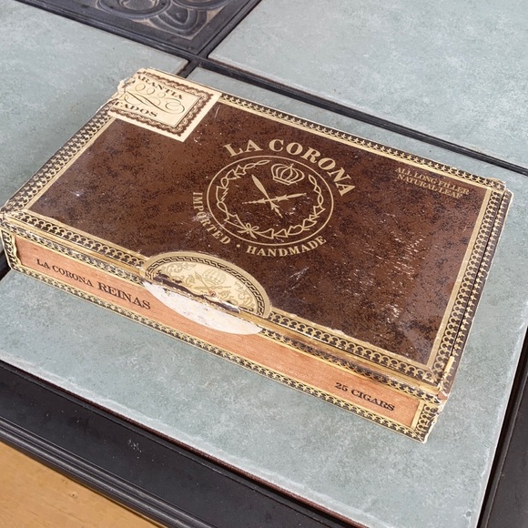 Cigar box wooden box vintage La Corona reinas Dominican Republic cigarbox - Picture 4 of 12